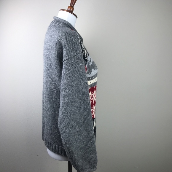 Eddie Bauer Vintage 90s Snowflake Wool Cardigan - Picture 2 of 3